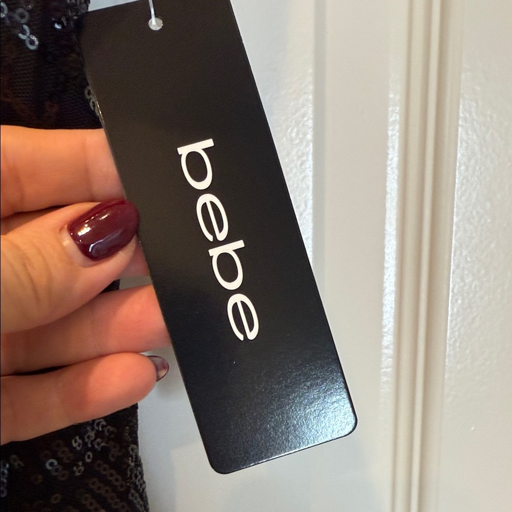 bebe Black Strapless Feathered Gown - Picture 8 of 12